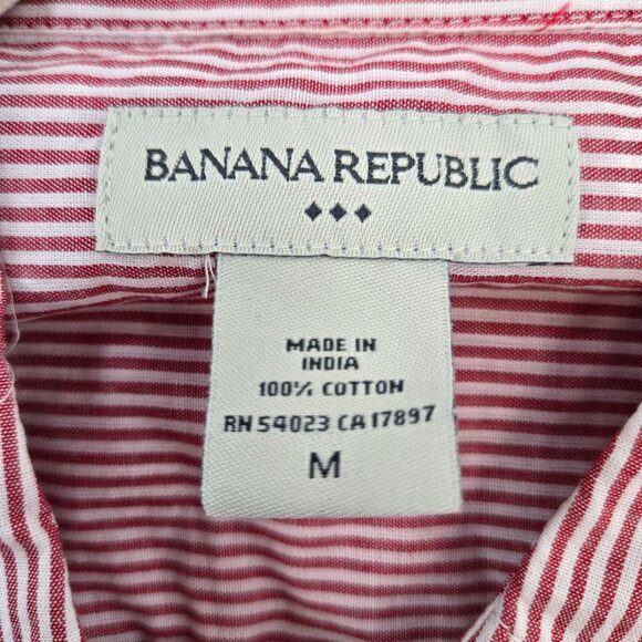 Banana Republic Factory Striped V-Neck Button Down Shirt Size Medium - Picture 3 of 6
